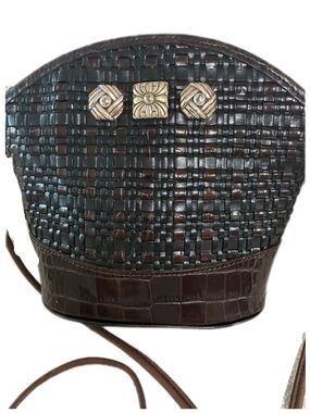 Brighton EUC Vintage Black & Brown woven/Leather Crossbody Bag